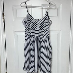 Express Navy and White Striped Dress